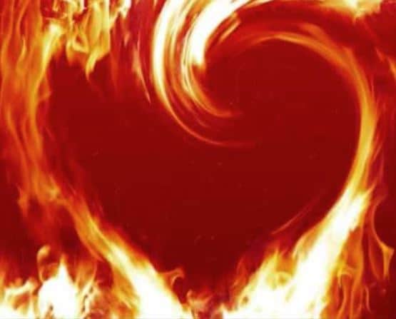 Picture of fire shaped like a heart representing Holy Spirit